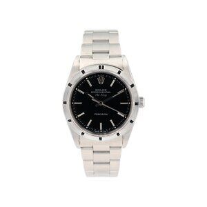 Rolex Air-King 14010 34mm Black Index Dial Engine-turned Bezel Oyster Band